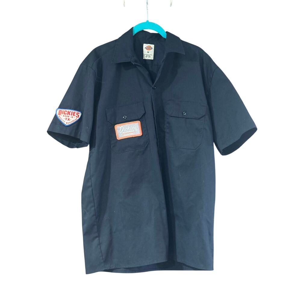 Dickies Short Sleeve Twill Men Work Shirt Dark Blue Medium 1574DN